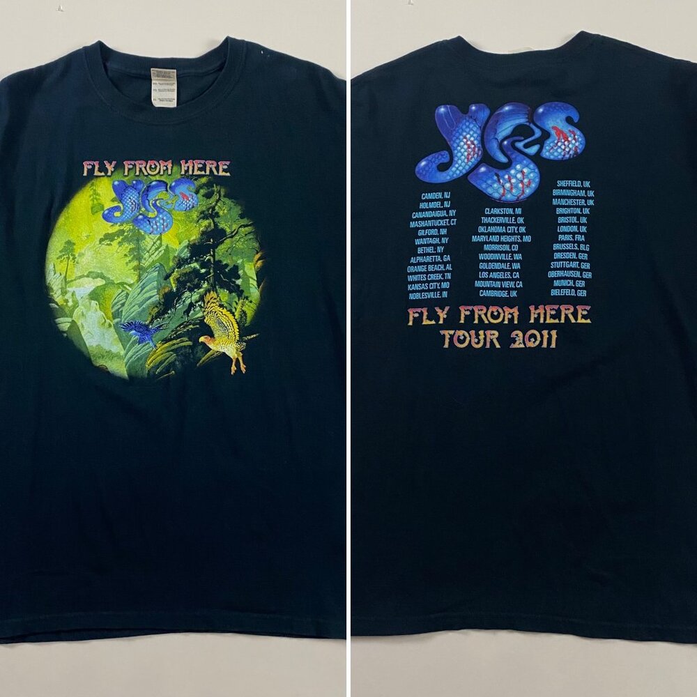 Yes Official 2012 Fly From Here Tour T Shirt Men's XL Black Cotton